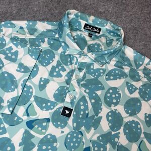 Bad Birdie Polo Shirt Mens Large Teal Geometric Active Performance Stretch Golf